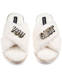 Laines London - Neutrals Laines Neutral Boucle Slippers With You Cunt Brooches - Lyst