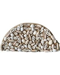 OhSun - Neutrals Laura Straw, Shell & Pearl Clutch - Lyst