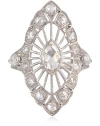 Artisan - 18k Gold Marquise Shape Ring With Rose Cut Diamond Handmade Jewelry - Lyst