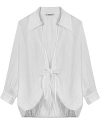 Nocturne - Neutrals Tie-Detail Shirt - Lyst