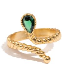 Ebru Jewelry - Emerald Glow Teardrop Gemstone Adjustable Ring - Lyst