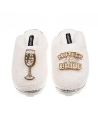 Laines London - Neutrals Teddy Closed Toe Slippers With Mother Of The Bride Brooches - Lyst