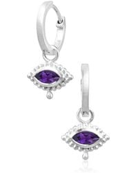 Moon London - Eye Amethyst Gemstone Sterling Mini Hoops - Lyst