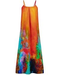 DHARA SHETH DUBAI - Roar Tiger Animal Print Abstract Multicolour Spaghetti Strap Maxi Dress - Lyst
