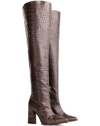Rosamund Muir London - Roma Dark Crocodile Print Over Knee Boots - Lyst