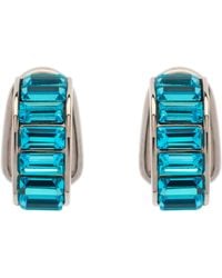 Emma Holland Jewellery - Platinum Aqua Baguette Crystal Clip Earrings - Lyst