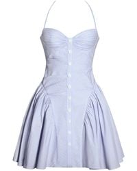 Miss Circle New York - Melody Baby Railroad Stripe Halter Drop Waist Mini Dress - Lyst
