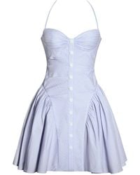Miss Circle New York - Melody Baby Railroad Stripe Halter Drop Waist Mini Dress - Lyst