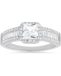 Kylie Harper - Princess & Baguette-Cut Diamond Cz Halo Ring - Lyst