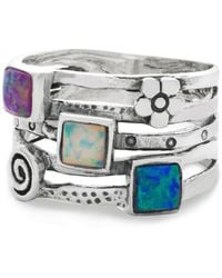 Isla Silver - Sterling Fire Opal Stacking Ring - Lyst