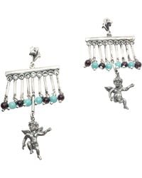 Tg-Jewellery by Tamara Gervasio - Sterling Cherub Chandelier Earrings With Garnet & – Lost Wax Carving - Lyst