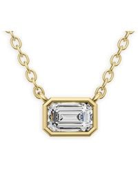 SEREIA OFFICIAL - 14K 0.25 Ct Lab-Grown Emerald Cut Bezel Pendant - Lyst