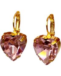 Laura Gray - Small Crystal Heart Post Back Earrings - Lyst
