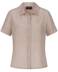 Marianna Déri - Taupe Silk Blend Blouse - Lyst