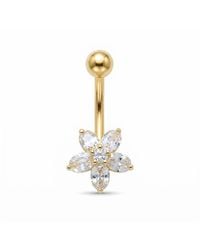Zahav Jewelry - 10K Solid 14G Flower Cz Belly Ring - Lyst