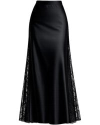 Tantra Spain Sl - A-Line Satin Midi Skirt With Side Slits And Lace, Elastic Waistband - Lyst