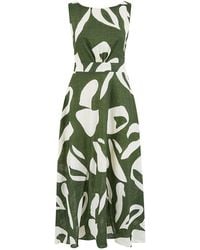 Yumi' - Cotton Abstract Print Maxi Dress With Tie Back - Lyst
