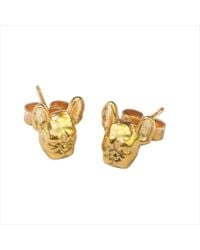 Simon Kemp Jewellers - French Bulldog Stud Earrings Eighteen Carat On Solid Sterling - Lyst