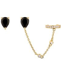 SALLY SKOUFIS - Pure Stud & Ear Cuff Set With Made Diamonds - Lyst