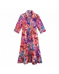 Perlavera - Maribelle Palm Fruit -Printed Three Quarter-Sleeve Length Maxi Dress - Lyst