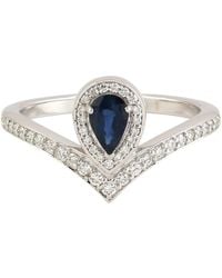 Artisan - Solid White Gold Blue Sapphire Diamond Designer Ring Handmade Jewelry - Lyst