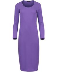 Conquista - Long Sleeve Round Neck Midi Dress - Lyst