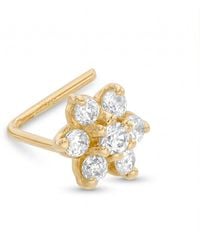 Zahav Jewelry - 10K Solid 24G Flower Cz L Shape Nose Stud - Lyst