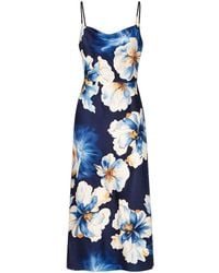 Yumi' - Cowl Neck Satin Floral Dress - Lyst