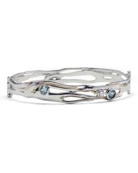 Isla Silver - Organic Topaz & Freshwater Pearl Hinged Bangle - Lyst
