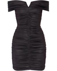 AGGI by HALEWSKI - Alexa Power Strapless Mini Dress With Draped Pleats - Lyst