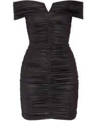 AGGI by HALEWSKI - Alexa Power Strapless Mini Dress With Draped Pleats - Lyst