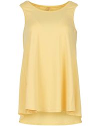 Conquista - Yellow Sleeveless Top With Rounded Hemline - Lyst