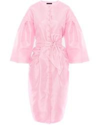 concept A trois - Pale Taffeta Dress With Puff Sleeves And Pleats - Lyst
