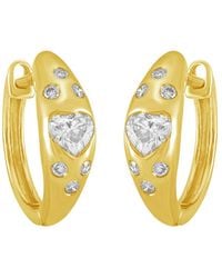 Artisan - 14K Heart Diamond Hoop Earrings - Lyst