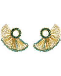 Lavish by Tricia Milaneze - Ocean Teal Mix Feather Post Handmade Crochet Earrings - Lyst
