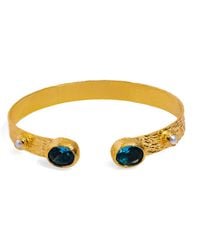 Ebru Jewelry - Cleopatra Topaz & Pearl Adjustable Cuff Bracelet - Lyst