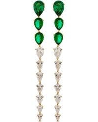 SALLY SKOUFIS - Pure Drop Grande Earring With Made Emerald & Cz Diamond Stimulant - Lyst