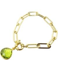 Harfi - Plated Peridot August Birthstone Paperclip Bracelet - Lyst