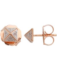 Artisan - Gold Spike Earring With Diamond Stud Earrings Handmade Fine Gift Jewelry - Lyst