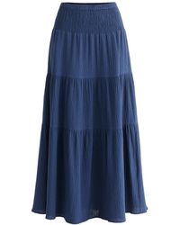 Paisie - Cheesecloth Shirred Waist Tiered Maxi Skirt - Lyst