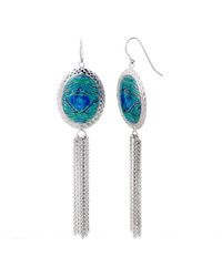 Gold & Honey - Oval Printed Tassel Earrings - Lyst