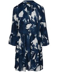 Conquista - Navy & White A Line Dress With Bell Sleeves - Lyst