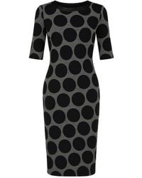 Conquista - Fitted Polka Dot Midi Dress - Lyst