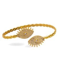 Ebru Jewelry - Guardian'S Gaze Diamond & Cuff Bracelet - Lyst