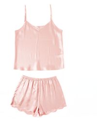 Soft Strokes Silk - Pure Mulberry Silk Powder Camisole And Scalloped Shorts Set - Lyst