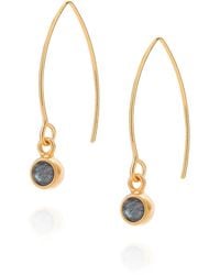 Nellou Jewellery - Labradorite Gem Dot Arc Earrings - Lyst