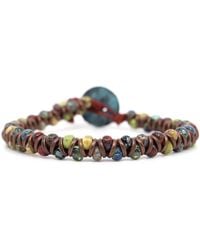 Shar Oke - Picasso Czech Beads & Leather Bracelet - Lyst