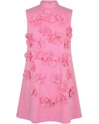 Modenaire - Floral Appliqué Mini Dress - Lyst