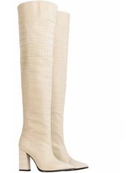 Rosamund Muir London - Neutrals Roma Cream Crocodile Print Over Knee Boots - Lyst