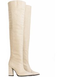 Rosamund Muir London - Neutrals Roma Cream Crocodile Over Knee Boots - Lyst